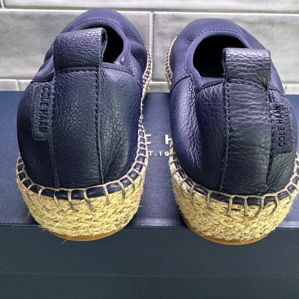 Cole Haan Cloudfeel Leather Espadrille sz 7.5 Marine Blue Leather 🌸 - Picture 2 of 8
